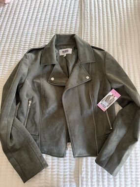 BB Dakota Olive Green Suede Moto Jacket